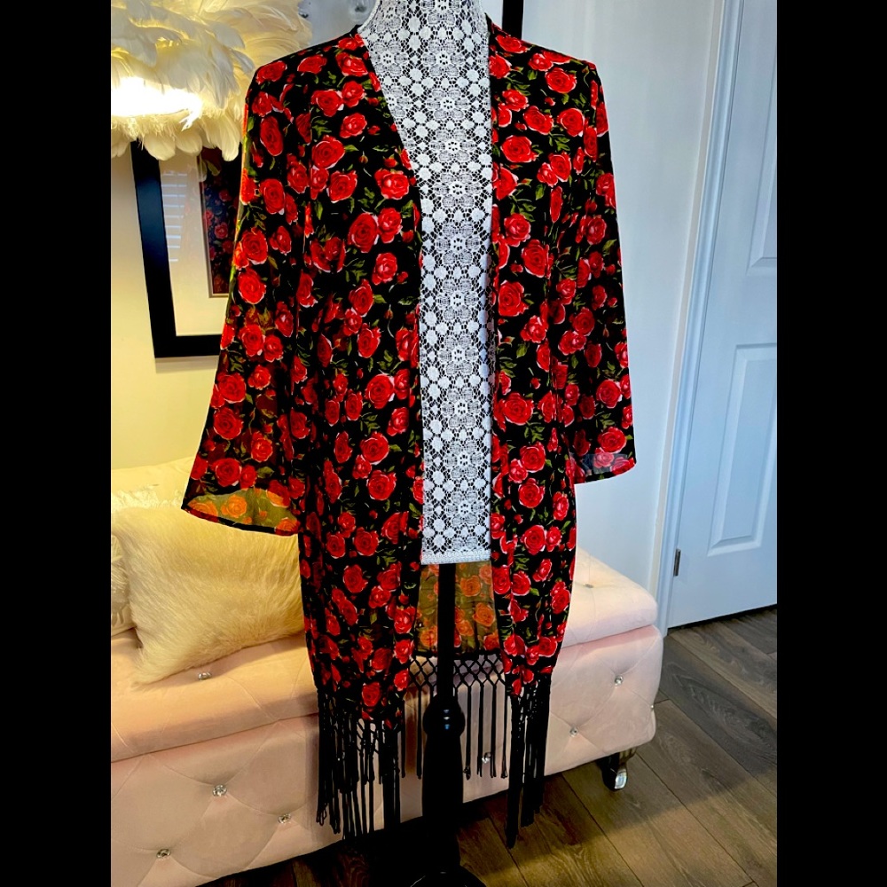 Rose print duster